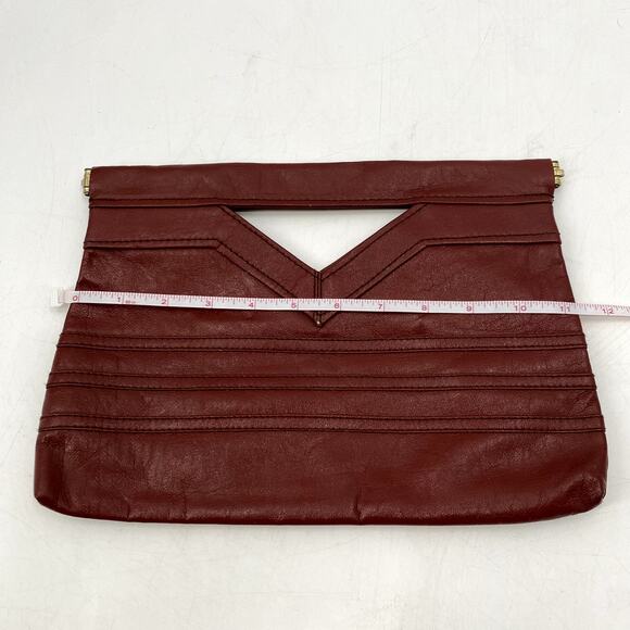 Vintage cherry brown Leather Clutch - Picture 4 of 4